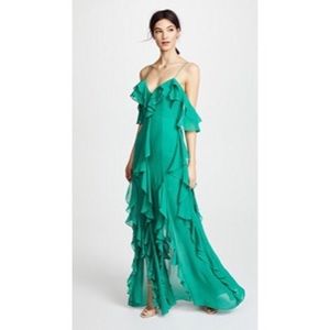 NICHOLAS Green Mayflower Cascade Maxi dress 2